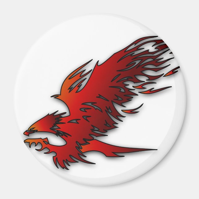 Falkenfalke aus rotem und schwarzem Cartoon Magnet (Vorne)