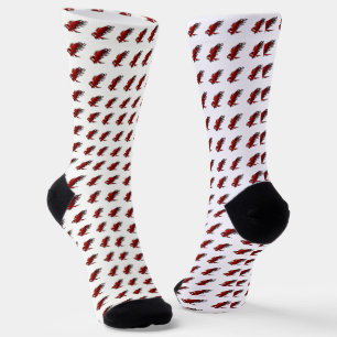Falkenfalke aus rotem und schwarzem Cartoon Socken
