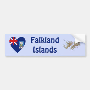 Falkland-Inseln-Flagge Herz + Karte Aufkleber Autoaufkleber