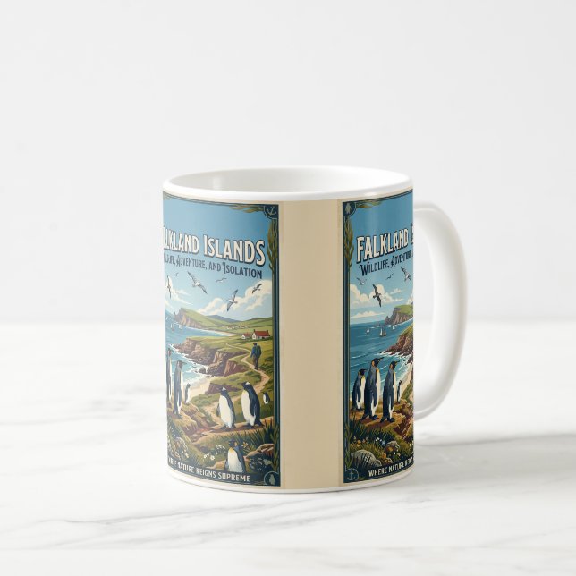 Falkland-Inseln-Reiseposter Kaffeetasse (VorderseiteRechts)