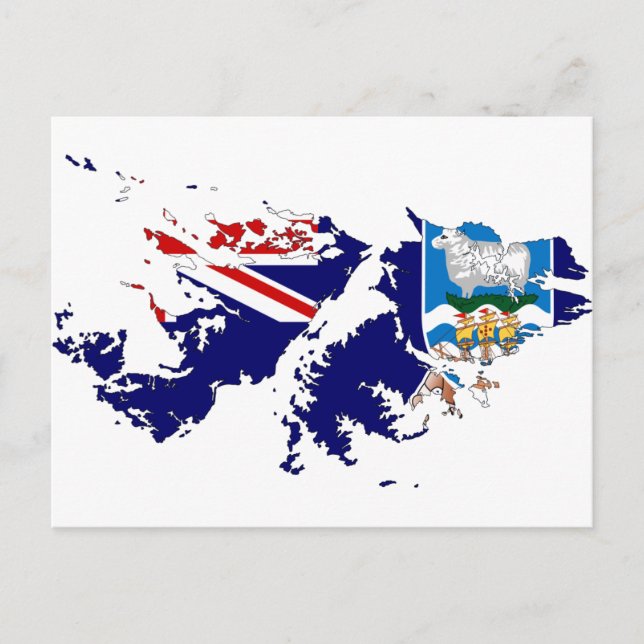 Falkland Islands (Malvinas) Flag Map FK Postkarte (Vorderseite)