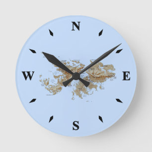 Falkland Islands Map Clock Runde Wanduhr