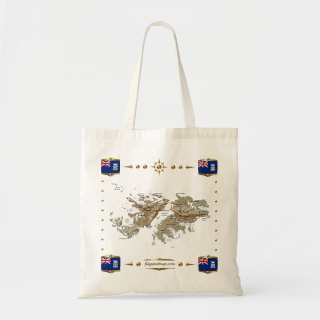 Falkland Islands Map + Flags Bag Tragetasche (Vorne)