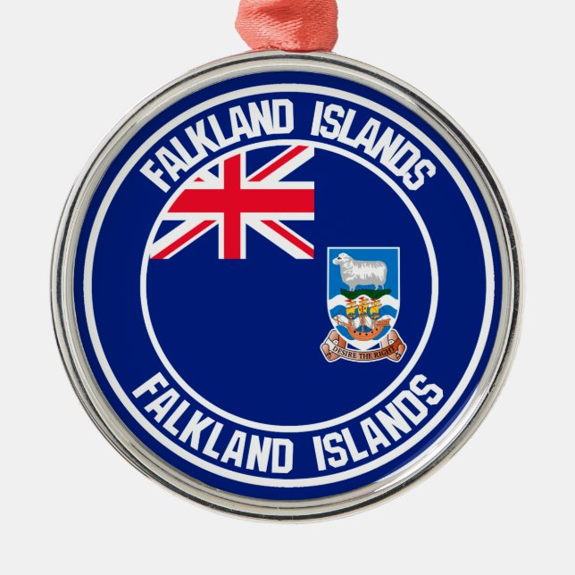 Falkland Islands Round Emblem Ornament Aus Metall (Vorne)