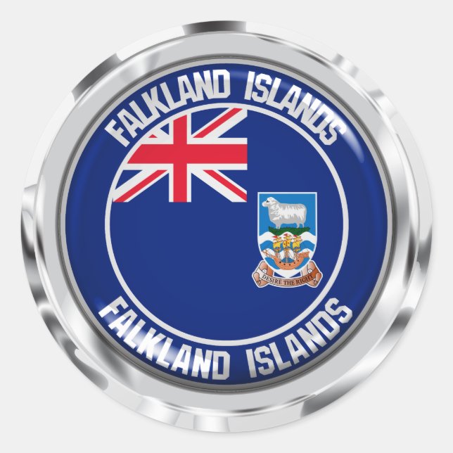 Falkland Islands Round Emblem Runder Aufkleber (Vorderseite)