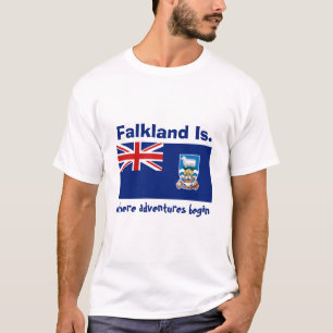 Falklandinseln-Flagge + Karte + Text-T - Shirt