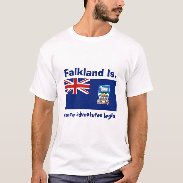 Falklandinseln-Flagge + Karte + Text-T - Shirt (Vorderseite)