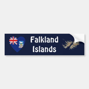 Falklandinseln-Flaggen-Herz + Karten-Autoaufkleber Autoaufkleber