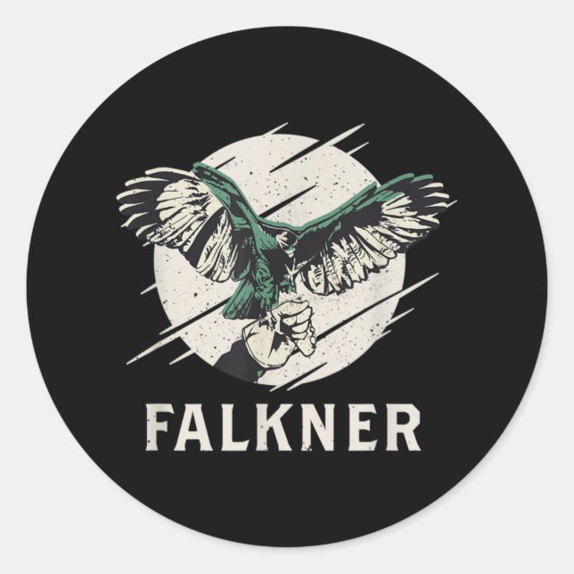 Falkner I Falconry Hunting Bird of Prey Hunting Runder Aufkleber (Vorderseite)
