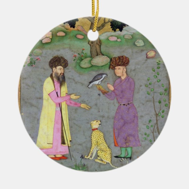 Falkner mit Begleiter- und Haustier-Gepard, von Keramikornament (Vorne)