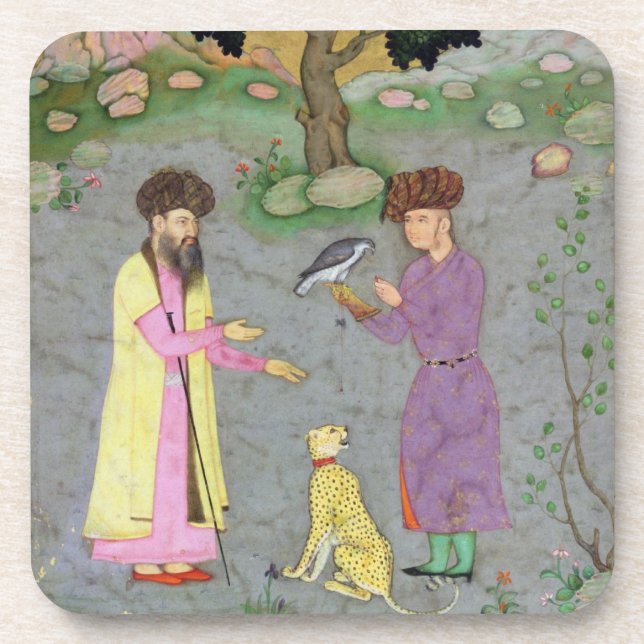 Falkner mit Begleiter- und Haustier-Gepard, von Untersetzer (Vorderseite)