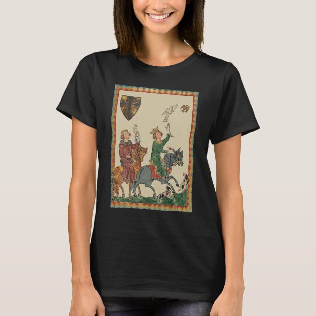 Falknerei, 14. Jahrhundert Codex Manesse T-Shirt (Vorderseite)