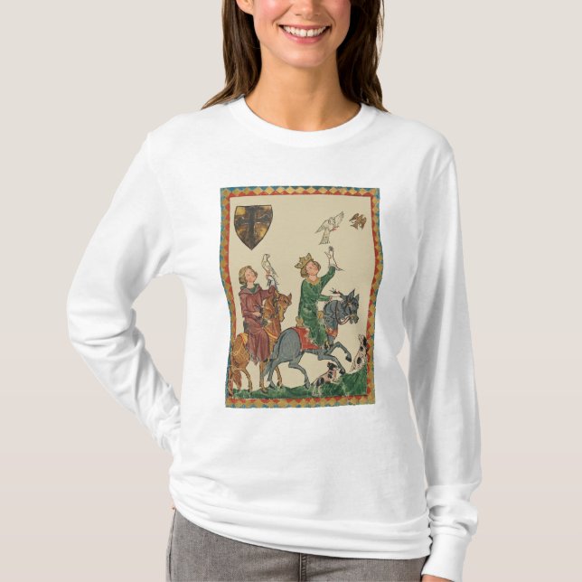 Falknerei, 14. Jahrhundert Codex Manesse T-Shirt (Vorderseite)