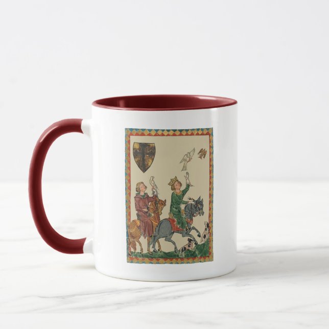 Falknerei, 14. Jahrhundert Codex Manesse Tasse (Links)