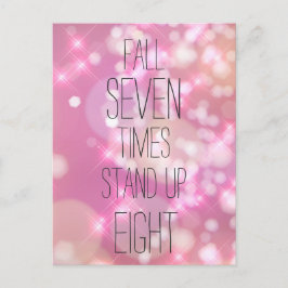 Fall 7 mal aufstehen 8 - rosa Inspiration Zitat Postkarte
