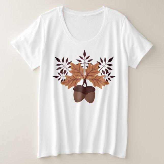 Fall Acorns Frauenweiße Plus-Größe T - Shirt (Design vorne)