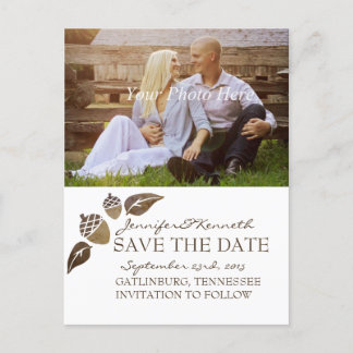 Fall Acorns und Blätter Hochzeit Ankündigungspostkarte