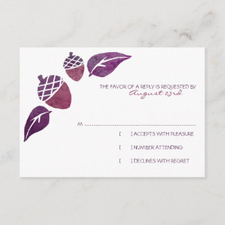 Fall-Acorns und Blätter Hochzeitsszenario RSVP Karte