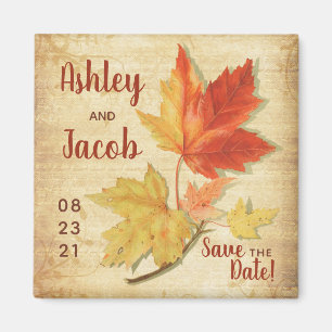 Fall-Ahorn-Blätter Hochzeitssache Datum speichern Magnet