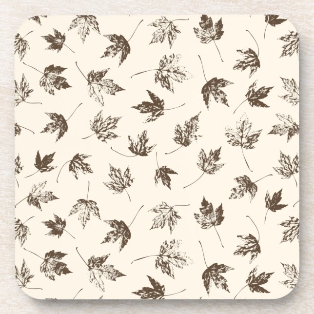 Fall Ahorn Verlasse auf Creme - nahtloses Muster. Getränkeuntersetzer (Vorderseite)