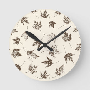 Fall Ahorn Verlasse auf Creme - nahtloses Muster. Runde Wanduhr