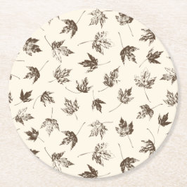 Fall Ahorn Verlasse auf Creme - nahtloses Muster. Runder Pappuntersetzer