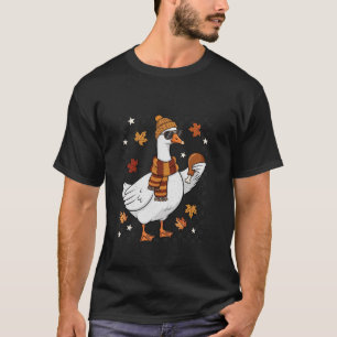 Fall Albern Gans mit Türkei Leg Funny Thanksgivin T-Shirt