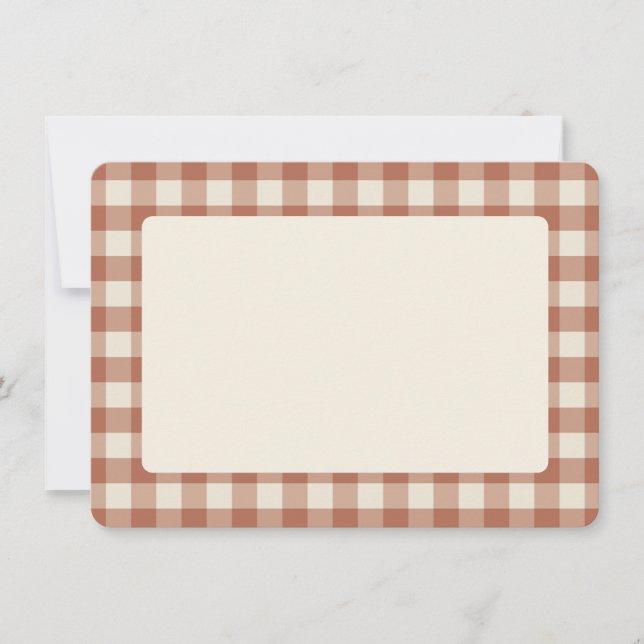 Fall Amaro auf Panna Cotta Gingham - kariertes Mus Dankeskarte (Vorderseite)