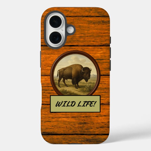 Fall "American Bison Wood Grain Case-Mate iPhone" iPhone Hülle (Rückseite)