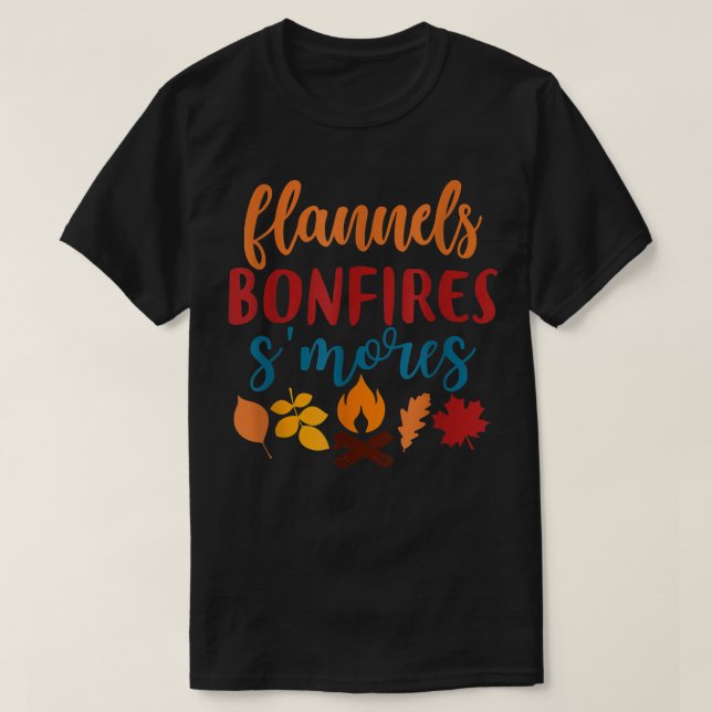 Fall Apparel, Flannels Bonfires Smores, Autumn  T-Shirt (Design vorne)