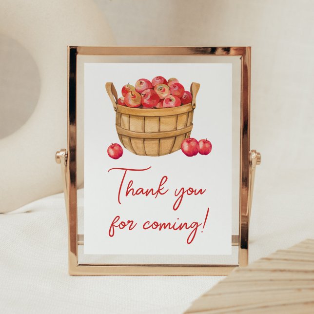 Fall Apple Basket Baby Dusche Danke für Ihr Kommen Poster (Fall Apple Baby Shower Thank you for Coming Sign)