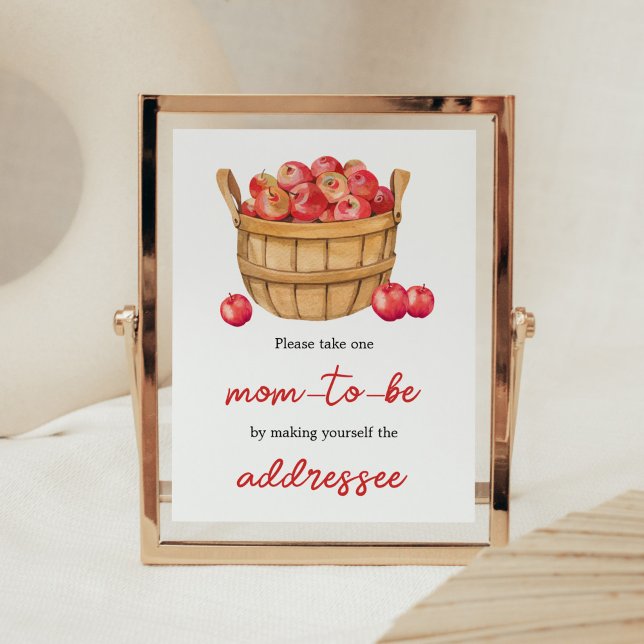 Fall Apple Basket Baby Shower Envelope Poster (Fall Apple Baby Shower Envelope Station Sign)