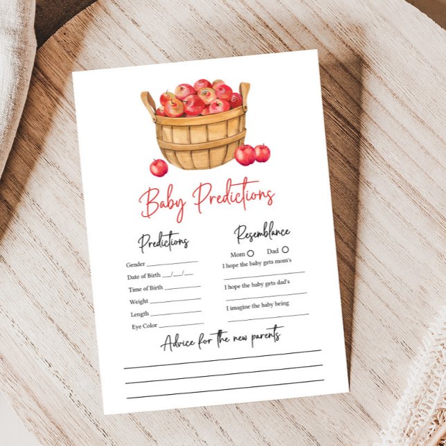 Fall Apple Basket Baby Shower Predictions Game (Apple Baby Shower Game)