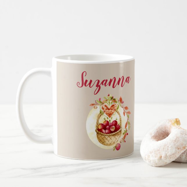 Fall Apple Basket Personalisiert Coffee Tasse (Mit Donut)