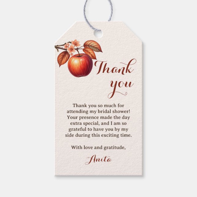 Fall Apple Brautparty Vielen Dank Geschenkanhänger (Vorderseite)
