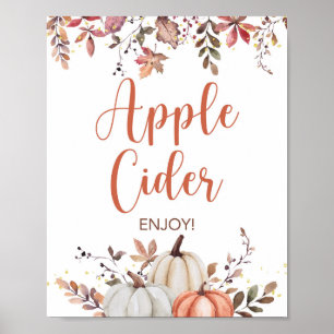 Fall Apple Cider Party Sign Fall Pumpkins Poster
