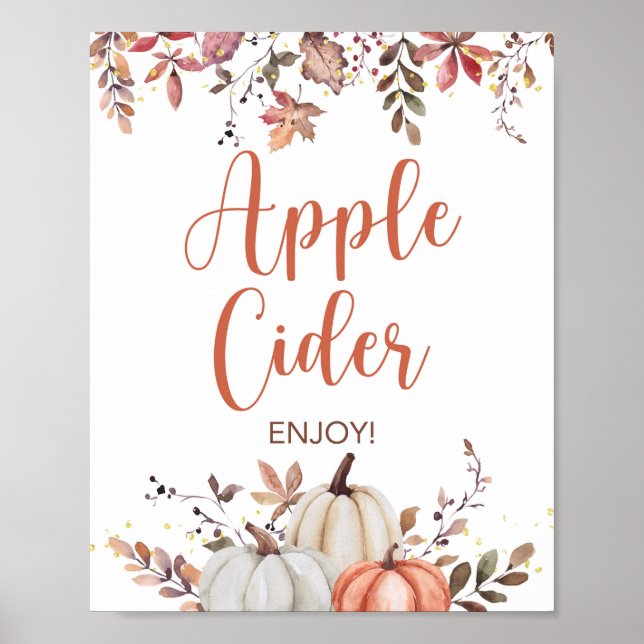 Fall Apple Cider Party Sign Fall Pumpkins Poster (Vorne)