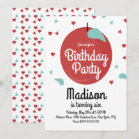Fall Apple Confetti Herz Birthday Einladung