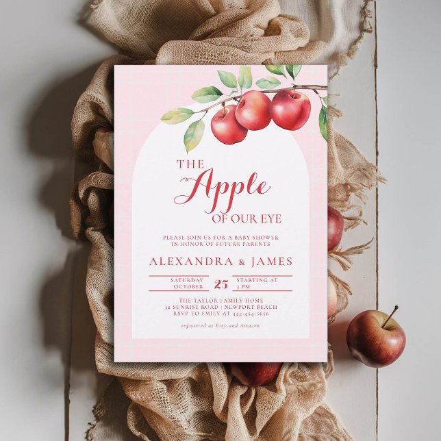 Fall Apple Harvest Boho Coed Pink Niedlich Girl Du Einladung (harvest baby shower invitation coed couple fall autumn apple of our eye pink girl)