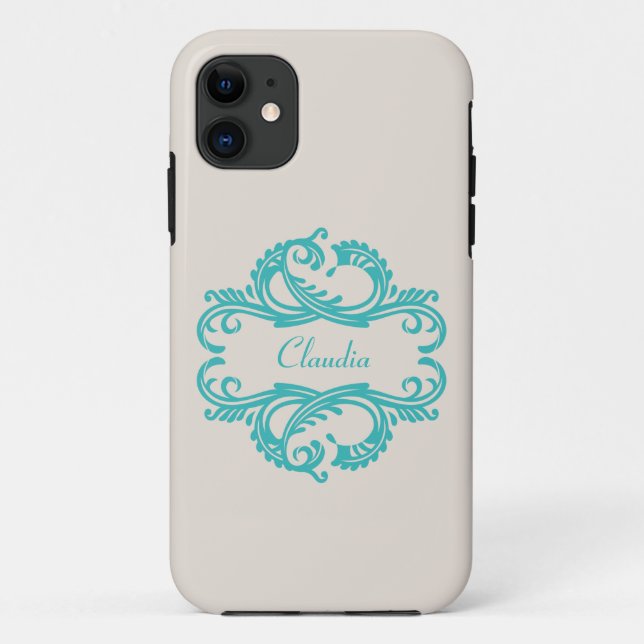 Fall "aquamarin Chic Damask BT iPhone 5" Case-Mate iPhone Hülle (Rückseite)