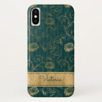Fall aquamarin, Schwarz, Gold Rose Case-Mate iPhon