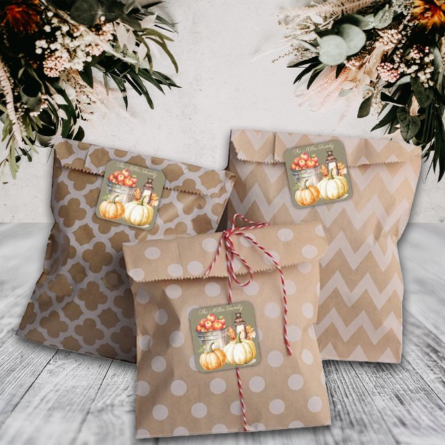 Fall Ästhetik Bumper Harvest Erntedank Quadratischer Aufkleber (Von Creator hochgeladen)