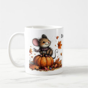 Fall Ästhetische Niedliche Maus mit Pumpkin und Bl Kaffeetasse