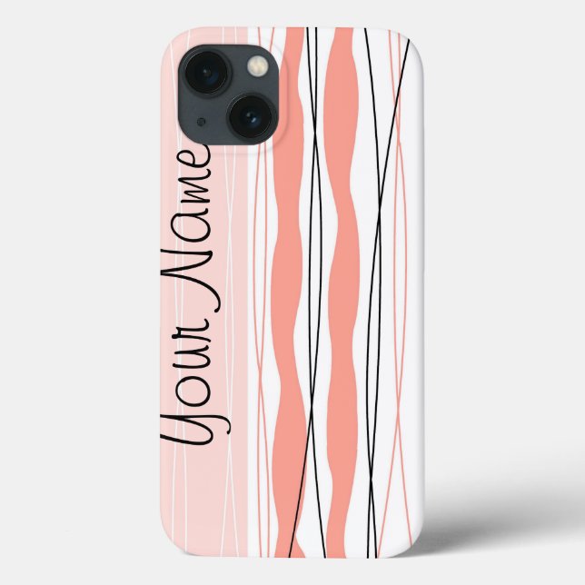 Fall "Atlantic Stripe Pink Name Vertical iPad" Case-Mate iPhone Hülle (Rückseite)