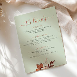 Fall autumn boho leaves wedding details sage green begleitkarte