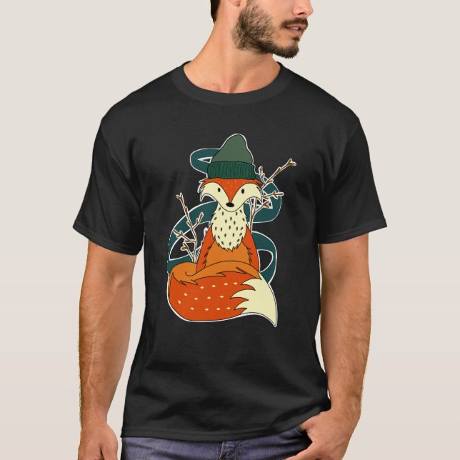 Fall Autumn Fox Animal Woodland Creature Cozy Hat  T-Shirt (Vorderseite)