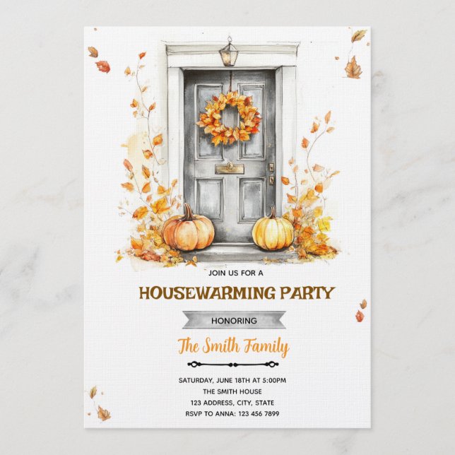 Fall autumn Housewarming party Invitation Einladung (Vorderseite)