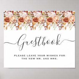 Fall Autumn Leaves Rustic Country Boho Wedding Poster