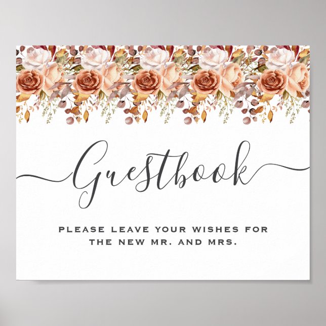 Fall Autumn Leaves Rustic Country Boho Wedding Poster (Vorne)