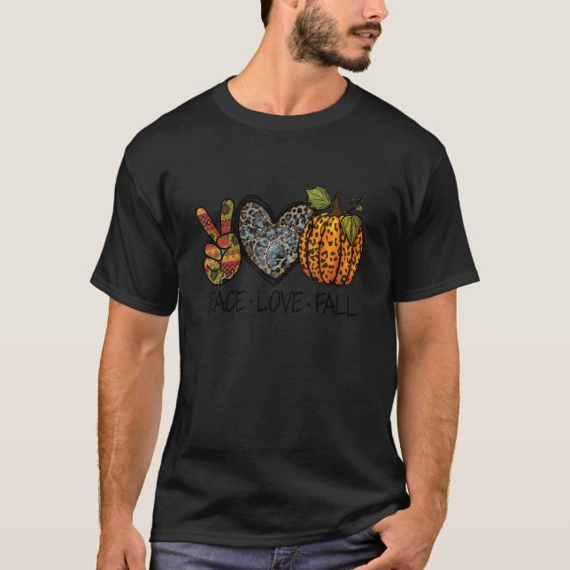 Fall Autumn Lover Peace Sign Love October Pumpkin  T-Shirt (Vorderseite)